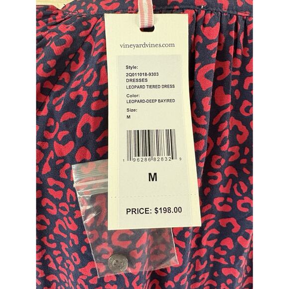 Vineyard Vines Leopard Tier Dress + Blouse Set- M, Navy Red Preppy Coord Duo NWT - Picture 7 of 14